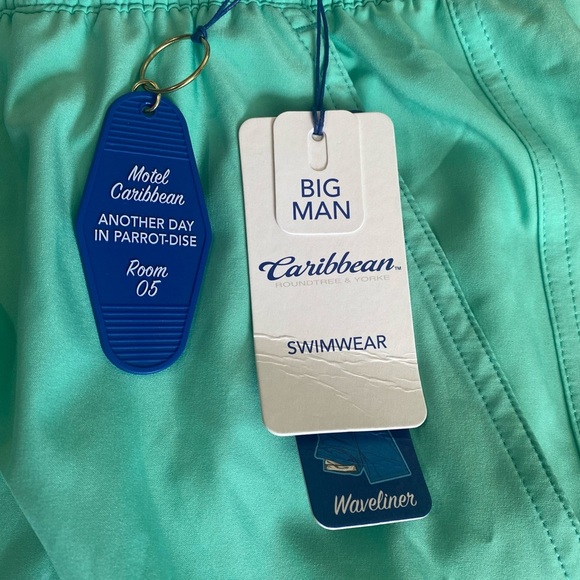 Caribbean Blue Swim Trunks Lightweight Elastic Waist 4XB - Picture 4 of 7